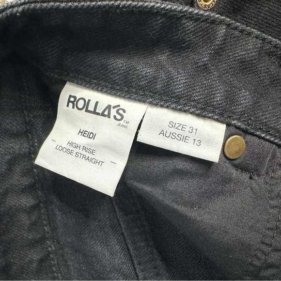 Rollas Heidi High Rise Loose Straight Jean Black 31 12 baggy grunge edgy punk - Picture 9 of 13